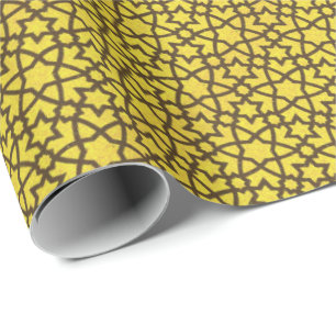 Papel De Presente Árabe em amarelo e preto
