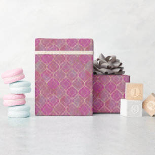 Papel De Presente Árabe rosa e Dourado