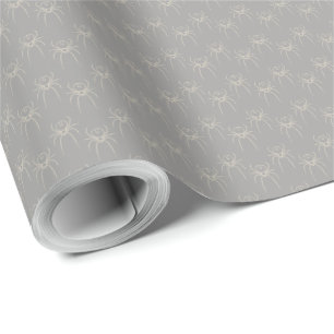 Papel De Presente Aranha - Cinza fantasma e branco ósseo