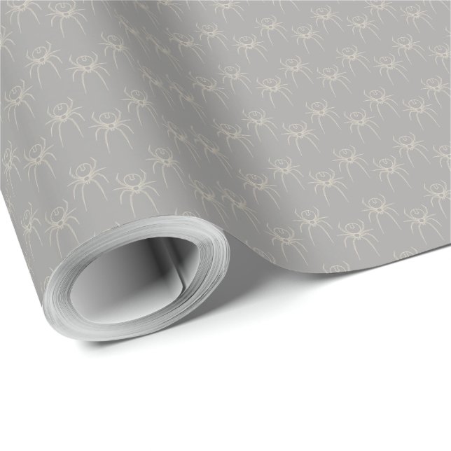 Papel De Presente Aranha - Cinza fantasma e branco ósseo (Ponta do rolo)