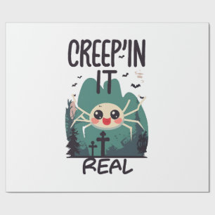 Papel De Presente Aranha de Halloween Kawaii Trocadilho