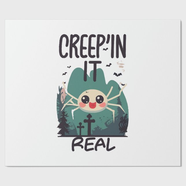 Papel De Presente Aranha de Halloween Kawaii Trocadilho (Aberto)