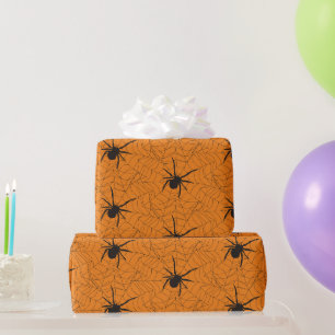 Papel De Presente Aranha Preta e Laranja Teia de Aranha Arte de Hall