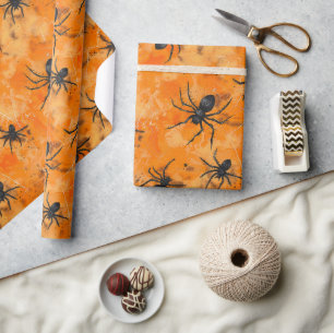 Papel De Presente Aranhas do Halloween Góticas - Estação de Spooky