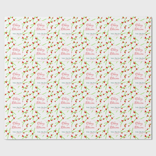 Papel De Presente Arch shape cherry blossom red green baby shower na (Aberto)