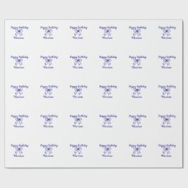 Papel De Presente Arco Azul CUTIE ADICIONAR NOME BABY feliz aniversá