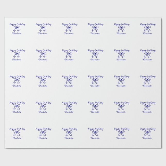 Papel De Presente Arco Azul CUTIE ADICIONAR NOME BABY feliz aniversá (Aberto)