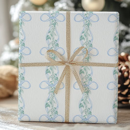 Papel De Presente Arco Azul de Aquarela Natal