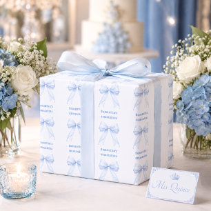 Papel De Presente Arco azul de Quinze anos com pérolas