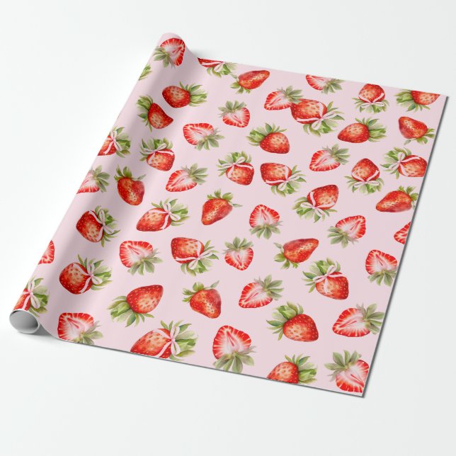 Papel De Presente Arco Coquette Strawberry (Desenrolado)