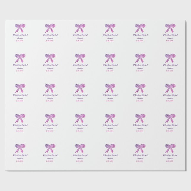 Papel De Presente Arco de casamento brilho glitter rosa roxo nome (Aberto)
