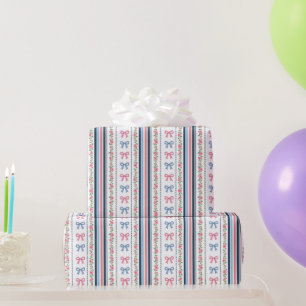 Papel De Presente Arco de coquetele rosa e azul para chá de bebê, ch