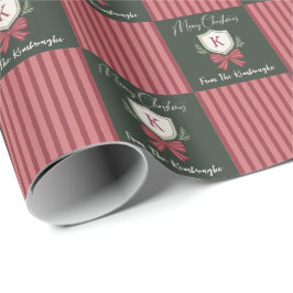 Papel De Presente Arco de Crista de Monograma Personalizado Natal