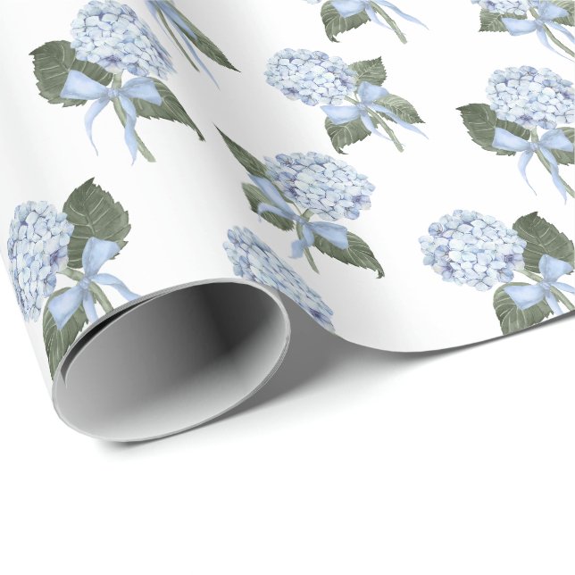Papel De Presente Arco de Hortênsia Azul (Ponta do rolo)