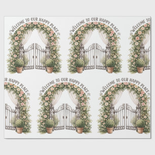 Papel De Presente Arco de Jardim Floral Bem-vindo ao Nosso Lugar Fel