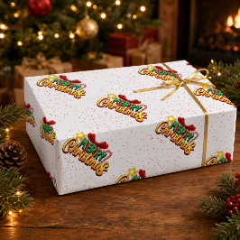Papel De Presente Arco de Natal Alegre Colorido e Cana de Açúcar