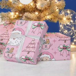 Papel De Presente Arco de Natal do Pai Rosa Quente