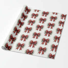 Papel De Presente Arco de Natal Vermelho em Aquarela Embrulho de Pre