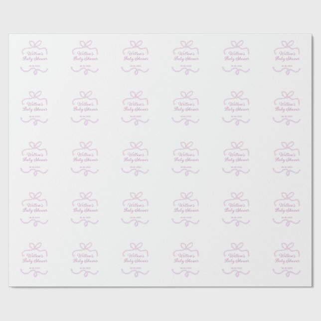 Papel De Presente arco de purpurina rosa roxa elegante nome data chá (Aberto)
