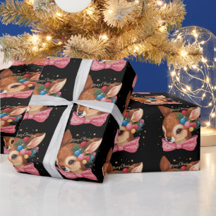 Papel De Presente Arco de Veado de Natal Veado Retro Férias Vintage 