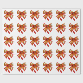 Papel De Presente Arco Dourado E Estrelas White Wrappaper