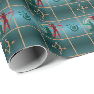 Papel De Presente Arco e Seta para Arqueiros - Padrão Verde