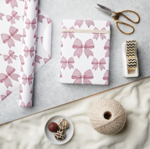 Papel De Presente Arco Gingham Rosa de Aquarela