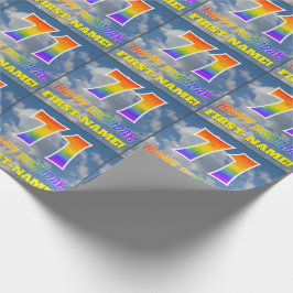 Papel De Presente Arco-Íris "71" e "FELIZ ANIVERSÁRIO", Nuvens, Céu