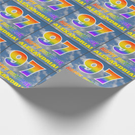 Papel De Presente Arco-Íris "97" e "FELIZ ANIVERSÁRIO", Nuvens, Céu