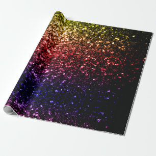 Papel De Presente Arco-íris amarelo vermelho roxo brilho falso faísc