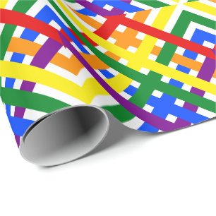 Papel De Presente Arco-Íris Colorido - Stripes Cruzadas-Crise Aniver