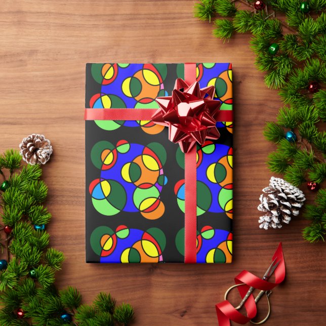 Papel De Presente Arco-íris cores círculos (Presente de Natal)