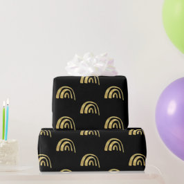 Papel De Presente Arco-íris dourado e preto