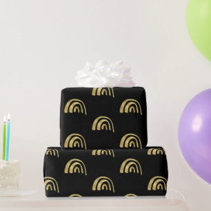 Papel De Presente Arco-íris dourado e preto 