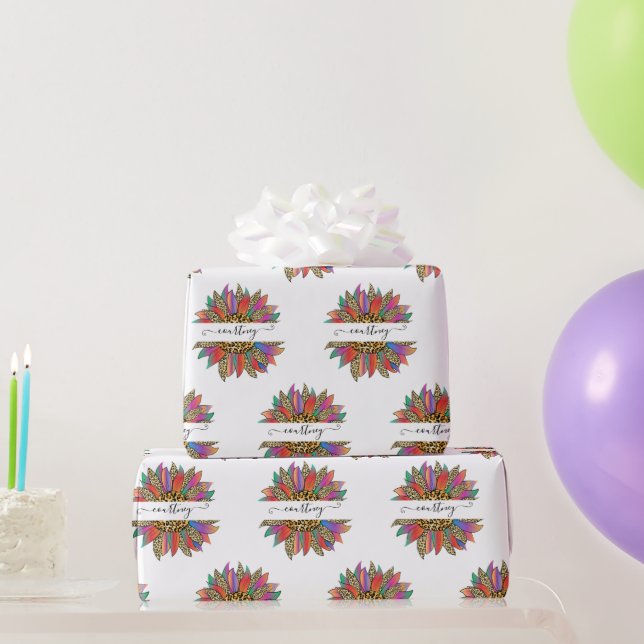 Papel De Presente Arco-íris e impressão-leopardo envoltório personal (Presentes para festas)