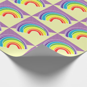Papel De Presente Arco-íris em roxo e amarelo