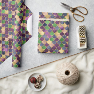 Papel De Presente Arco-íris Escuro com Efeito Ombre e Folha Dourada 