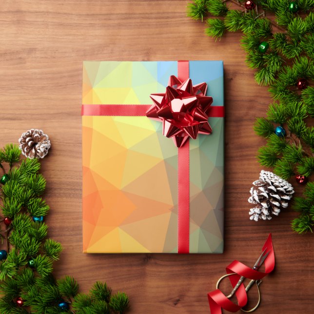 Papel De Presente Arco-Íris Geométrico (Presente de Natal)