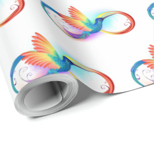 Papel De Presente Arco-íris Hummingbird com símbolo Infinito