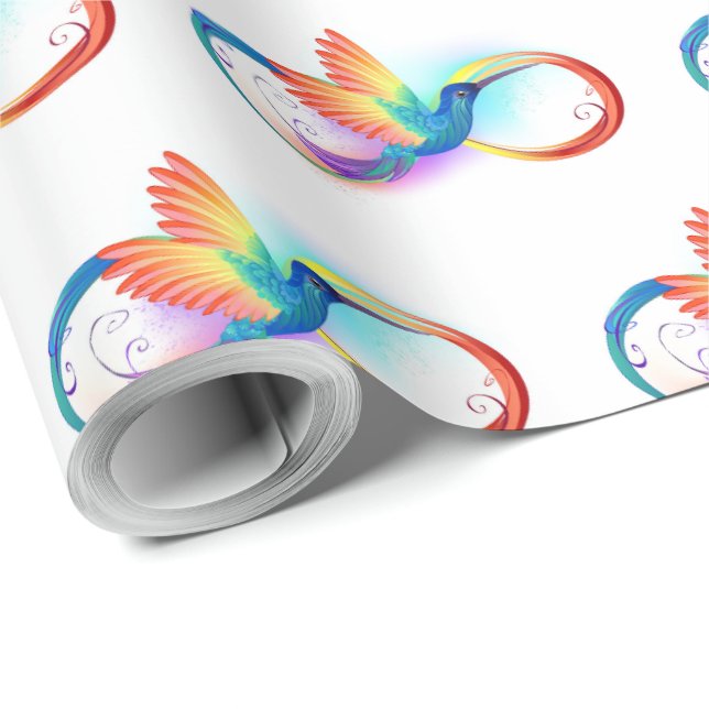 Papel De Presente Arco-íris Hummingbird com símbolo Infinito (Ponta do rolo)