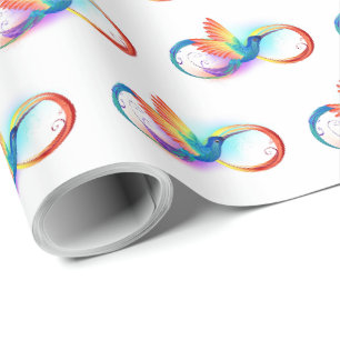 Papel De Presente Arco-íris Hummingbird com símbolo Infinito