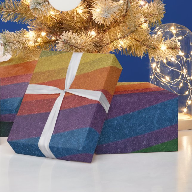 Papel De Presente Arco-íris Inspirado em Metalizado Simples e Elegan (Feriados)