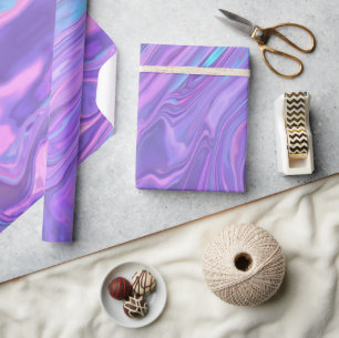 Papel De Presente Arco-íris Iridescente Metálico Rosa Aqua Roxo