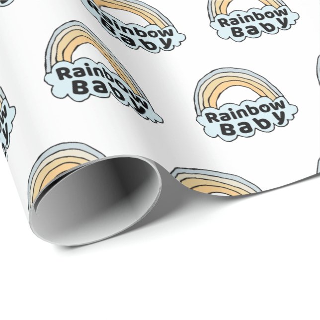Papel De Presente Arco-Íris Neutro Nascimento Bênção Milagre de Nasc (Ponta do rolo)