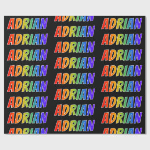 Papel De Presente Arco-Íris Nome "ADRIAN"; Divertido e Colorido