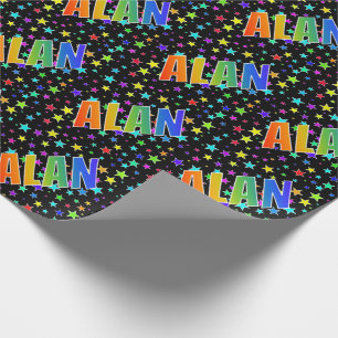 Papel De Presente Arco-Íris - Nome "ALAN" + Estrelas