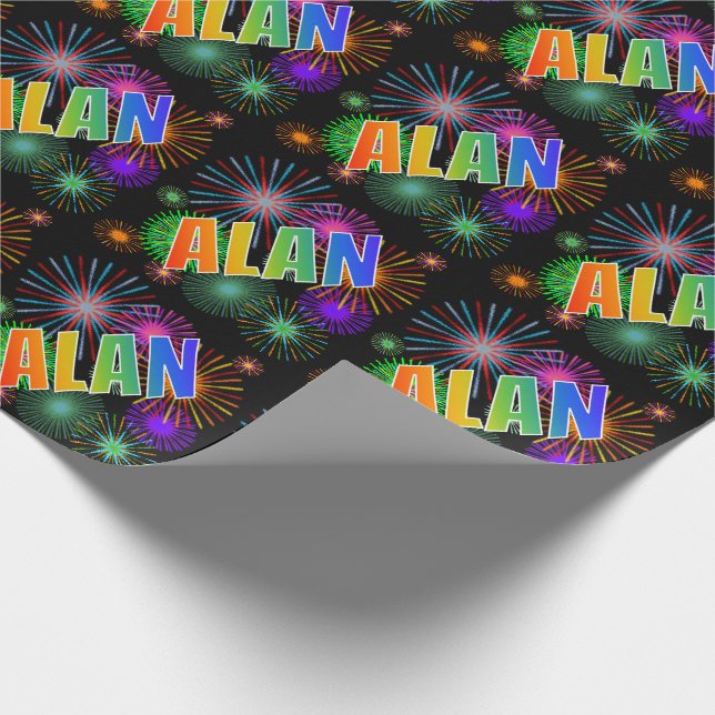 Papel De Presente Arco-Íris Nome "ALAN" + Fireworks (Ponta)