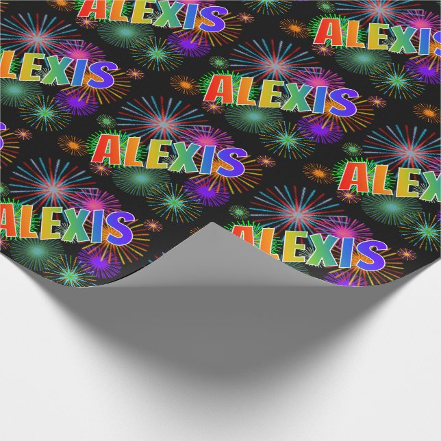 Papel De Presente Arco-Íris Nome "ALEXIS" + Fireworks (Ponta)