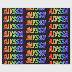 Papel De Presente Arco-Íris Nome "ALYSSA"; Divertido e Colorido