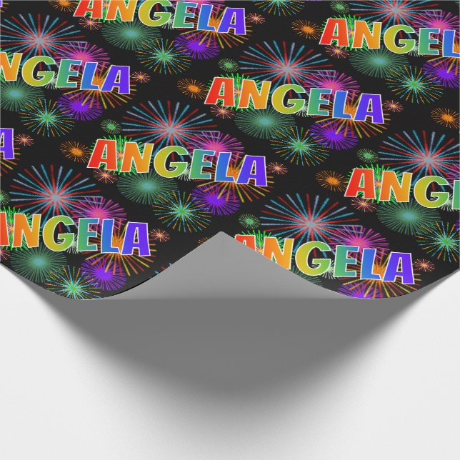Papel De Presente Arco-Íris Nome "ANGELA" + Fireworks (Ponta)